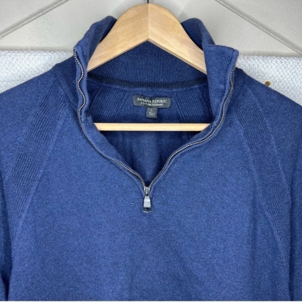Banana Republic Navy Soft Cashmere Blend 1/4 Zip Large